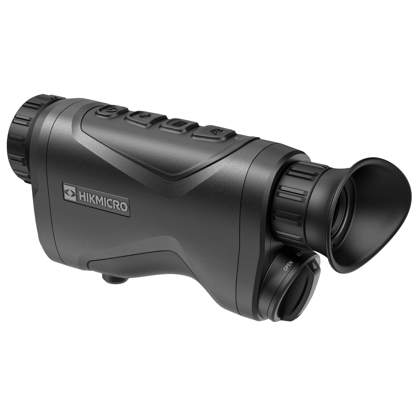 Rear Left perspective of the HikMicro Condor CH25L, revealing its eyepiece and battery port