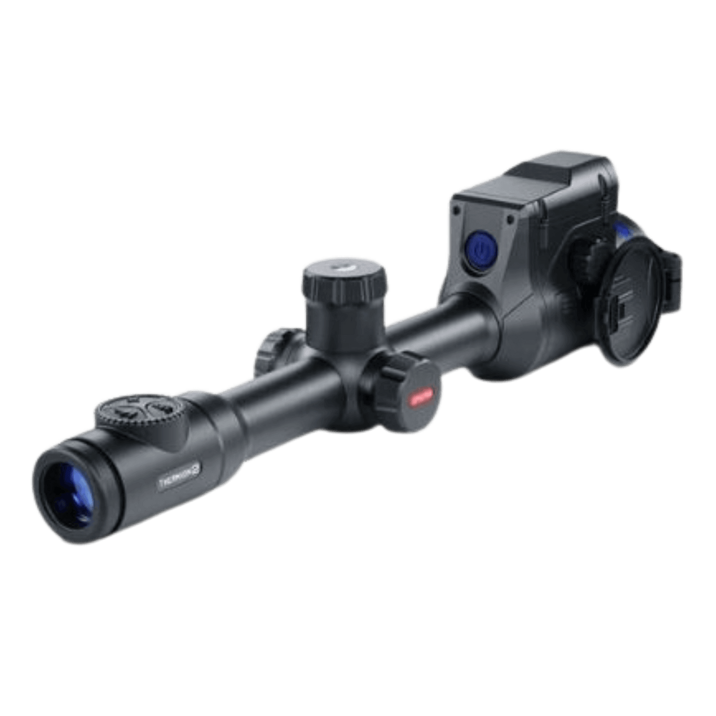 Pulsar Thermion 2 LRF XP50 PRO - Back right view of device displaying the 50mm Lens and Laser range finder