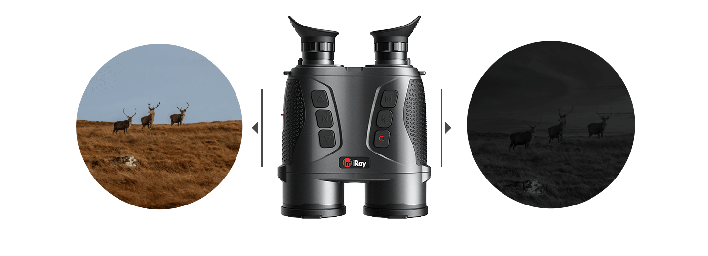 Infiray Gemini GEH50R Thermal Imaging Binoculars showcasing day and night features