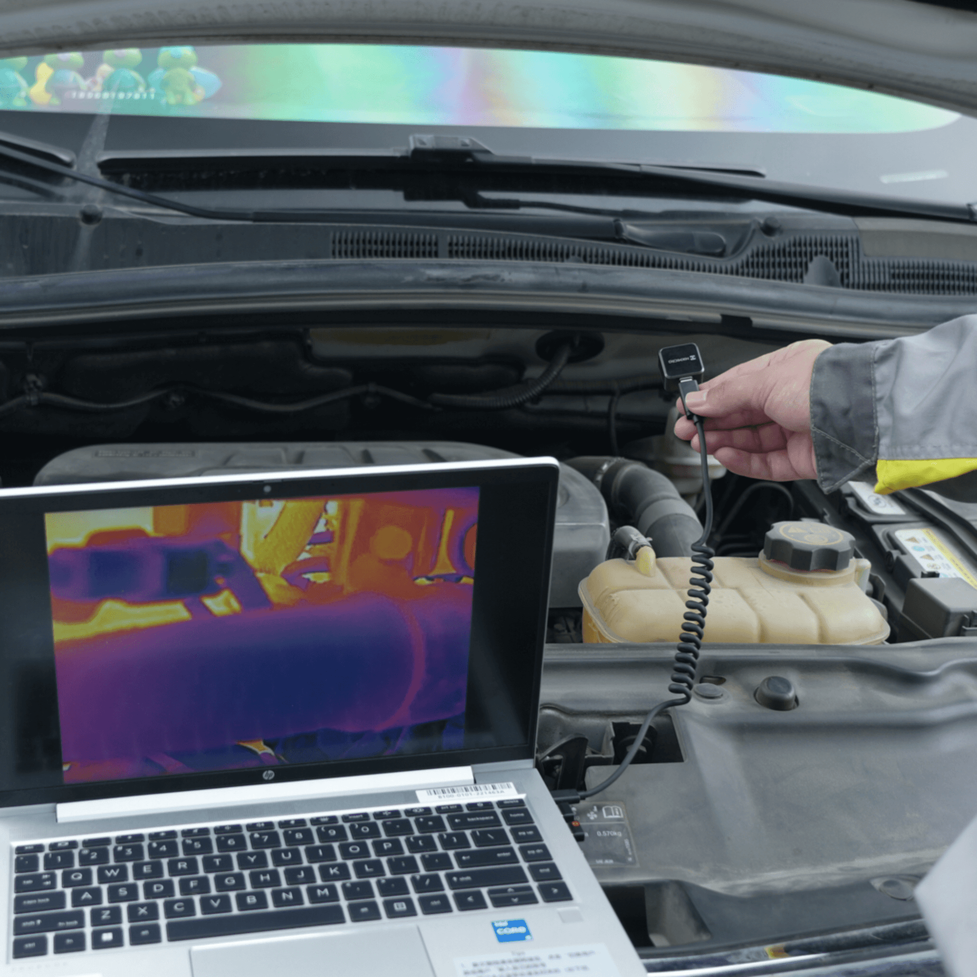 Engine Inspection with HikMicro Mini2Plus Android Thermal Camera connected to PC USB