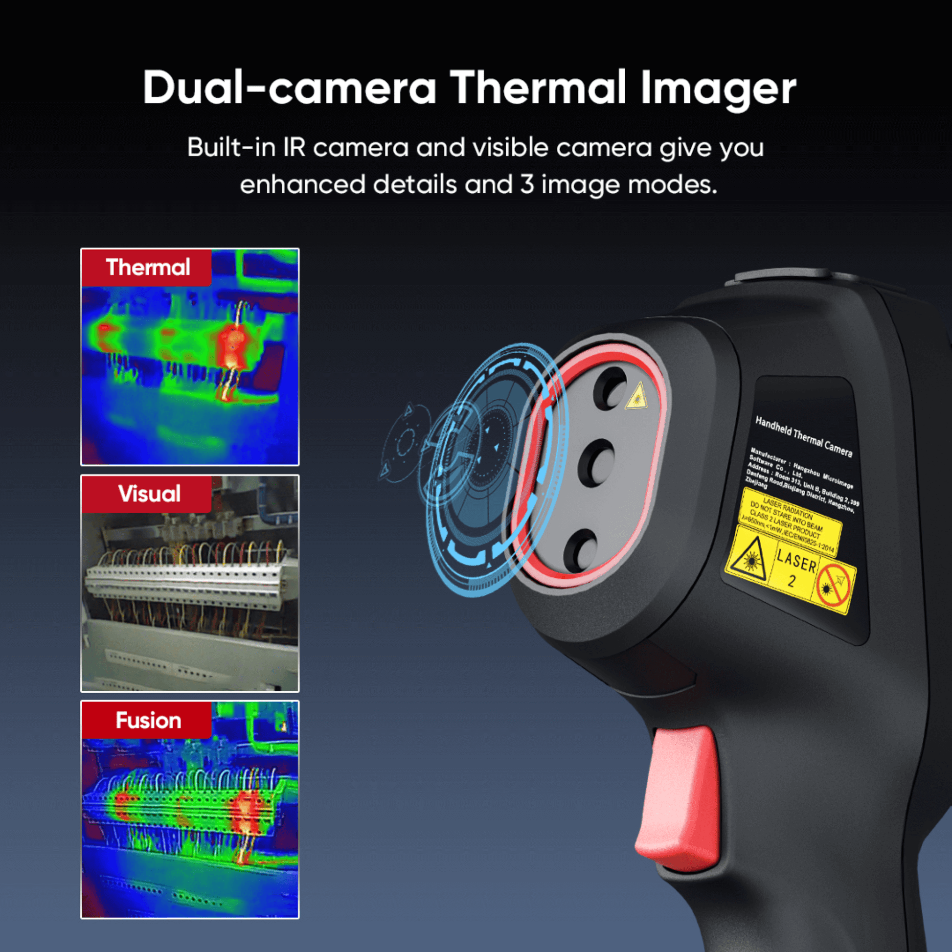 Built in Thermal and Visual Camera on the Bi-Spectrum HikMicro Eco-V Handheld Thermal Imager 