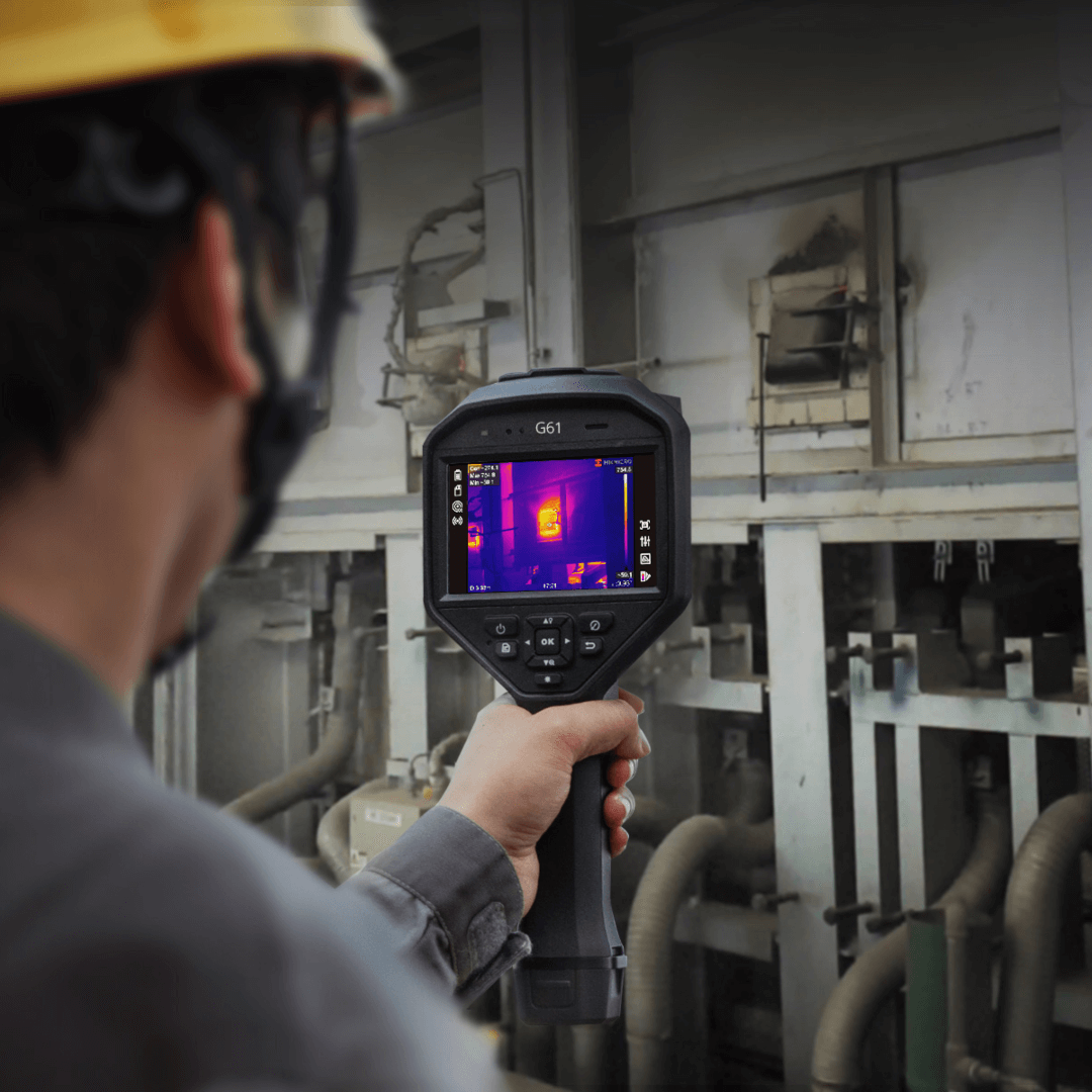 HikMicro Handheld Infrared Thermography Camera used to measure temperature in an industrial setting