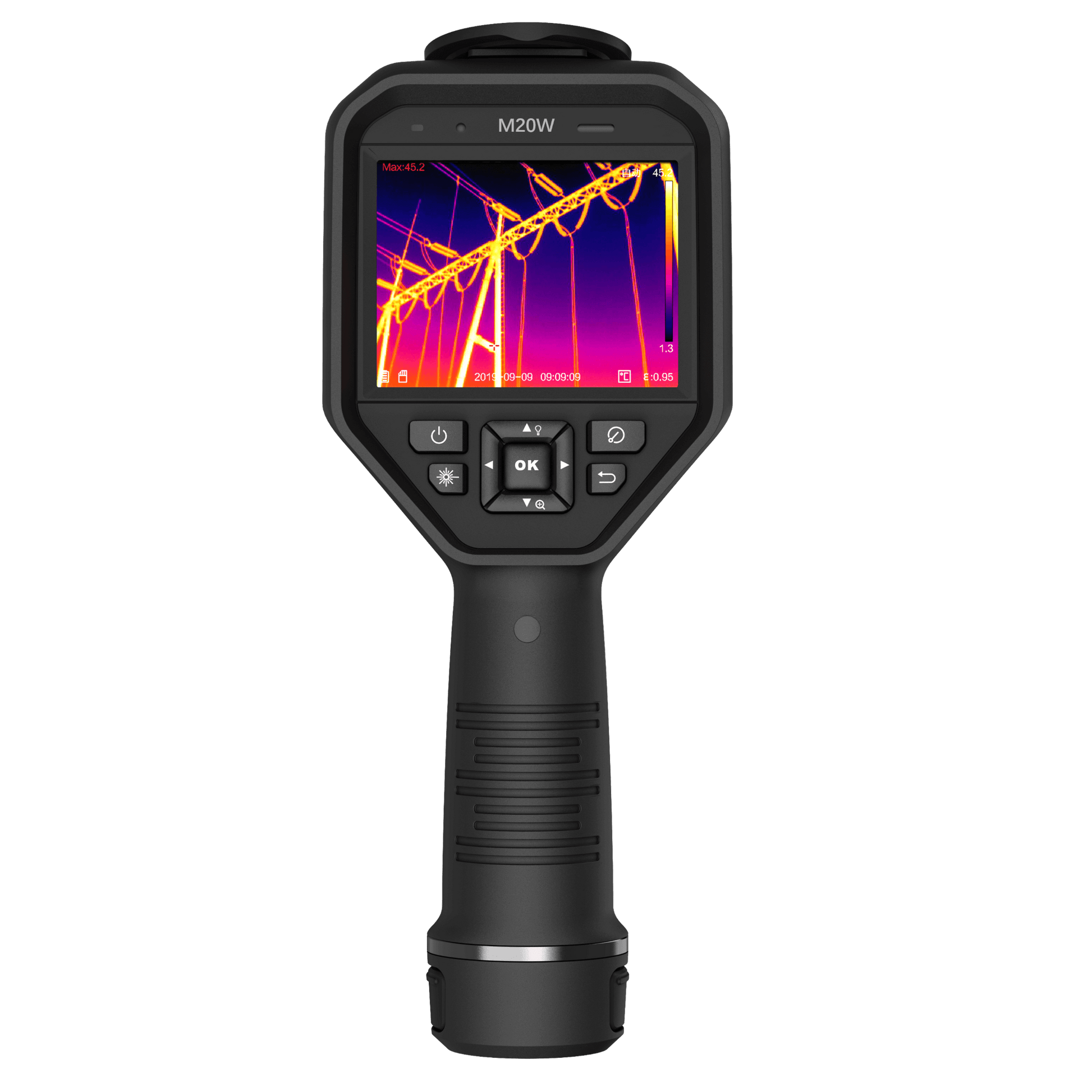 HikMicro M20W Handheld Thermography Camera on a transparent background - Screen View