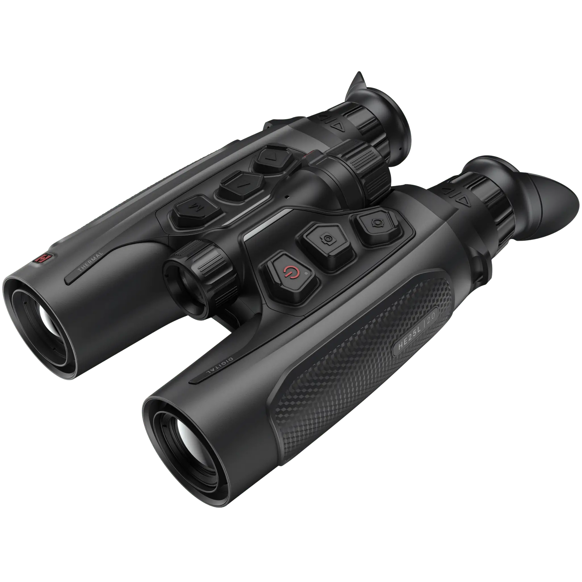 Facing front-right: HIKMICRO Habrok 4K HE25L 2.0 binocular with 1000m LRF and rugged ergonomic chassis.