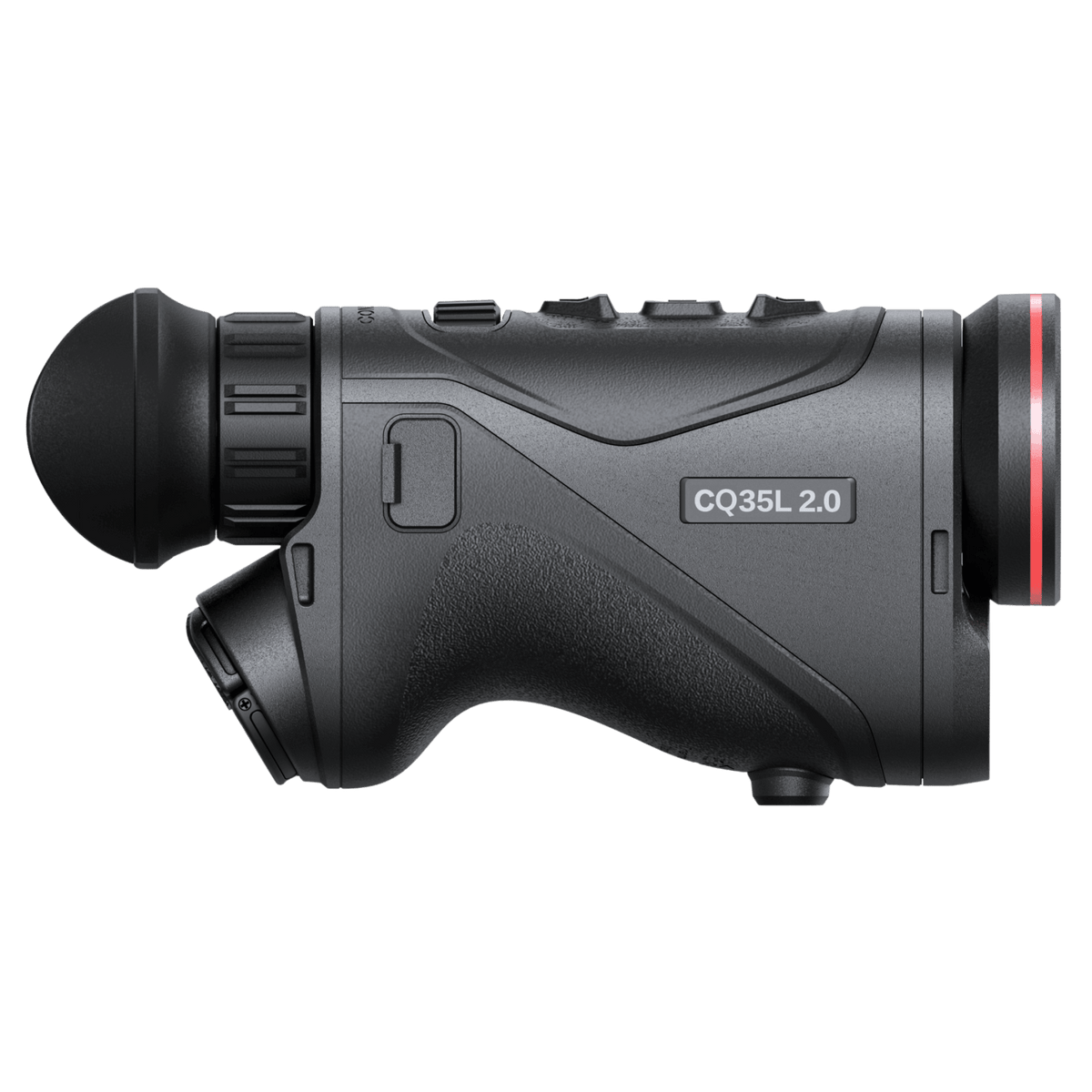 Hikmicro Condor LRF CQ50L 2.0 compact handheld thermal monocular side profile showcasing ergonomic grip and 21700 battery compartment