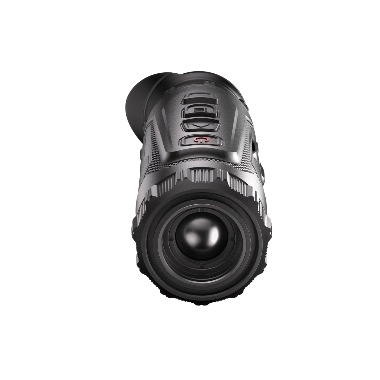 Hikmicro Lynx LH19 3.0 Thermal Monocular, front-facing view, displaying the 19mm objective lens head-on and the manual focus ring.