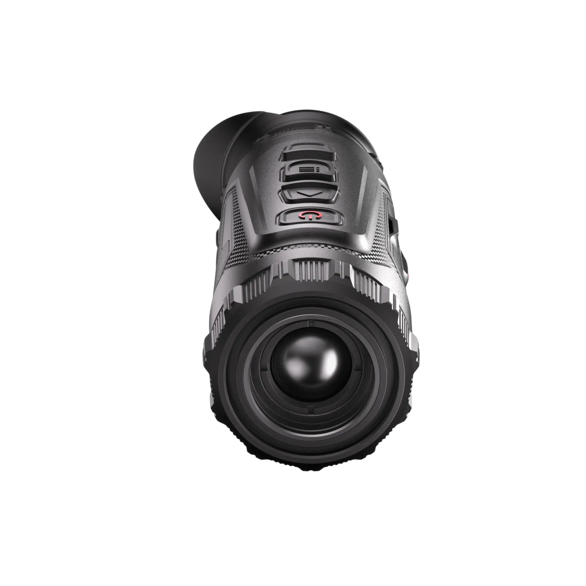 Hikmicro Lynx LH19 3.0 Thermal Monocular, front-facing view, displaying the 19mm objective lens head-on and the manual focus ring.