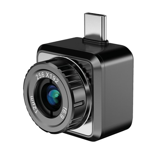 Hikmicro Mini2Plus Thermal Imaging Camera for Android Front Left View showing Connector and Manual Focus Adjustment Ring