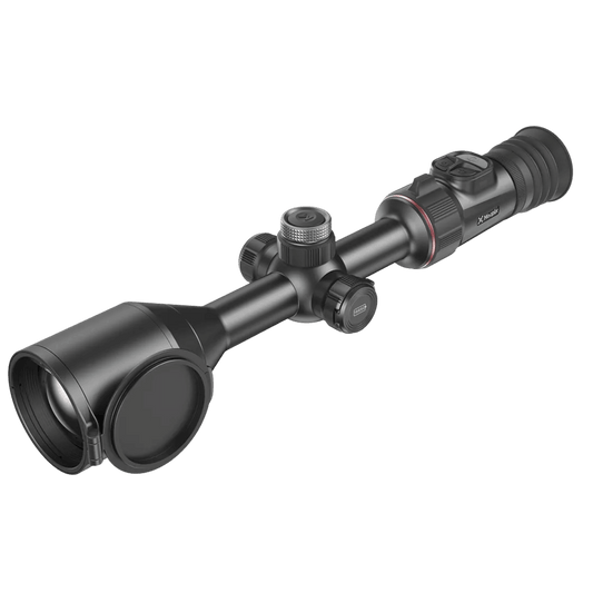 Nocpix ACE 2 S60R thermal riflescope featuring a 60mm F1.0 objective lens, integrated 1200m LRF, and central turret focus dial on a 30mm tube
