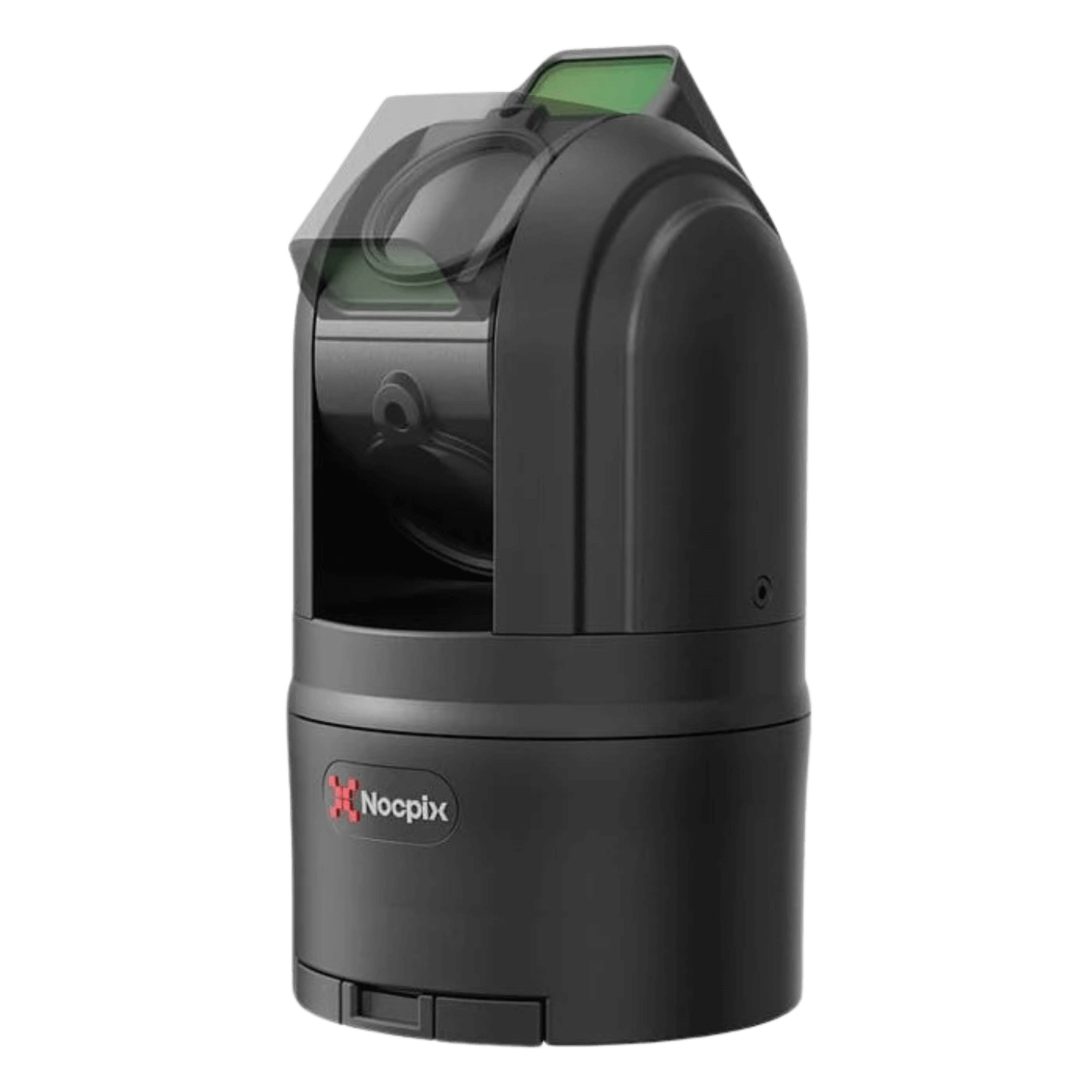 Nocpix MT-M6T25S, a black vehicle-mounted thermal dome camera with lens cover