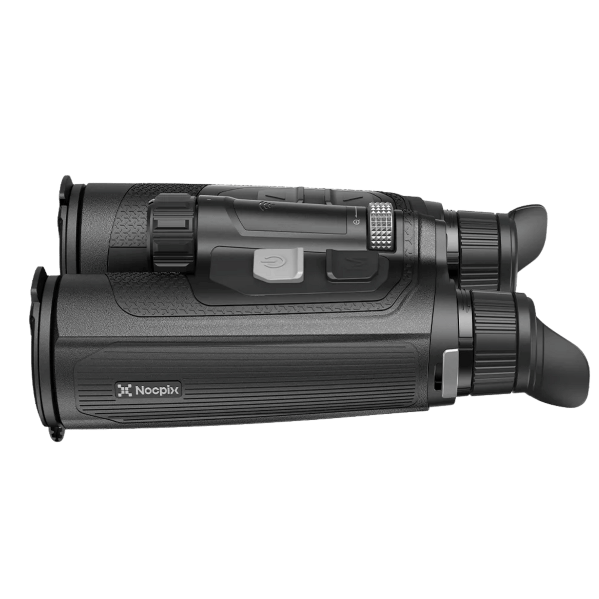 Left side profile of the Nocpix OMNI H35R dual-spectrum binocular highlighting the optical barrel length, bridge profile, and ocular assembly
