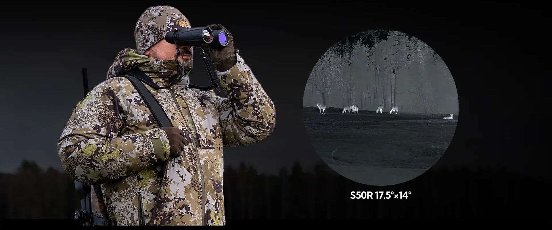 Visual highlight of the Nocpix Quest S50R wide-angle field of view for rapid target acquisition and situational awareness in the South African bushveld.