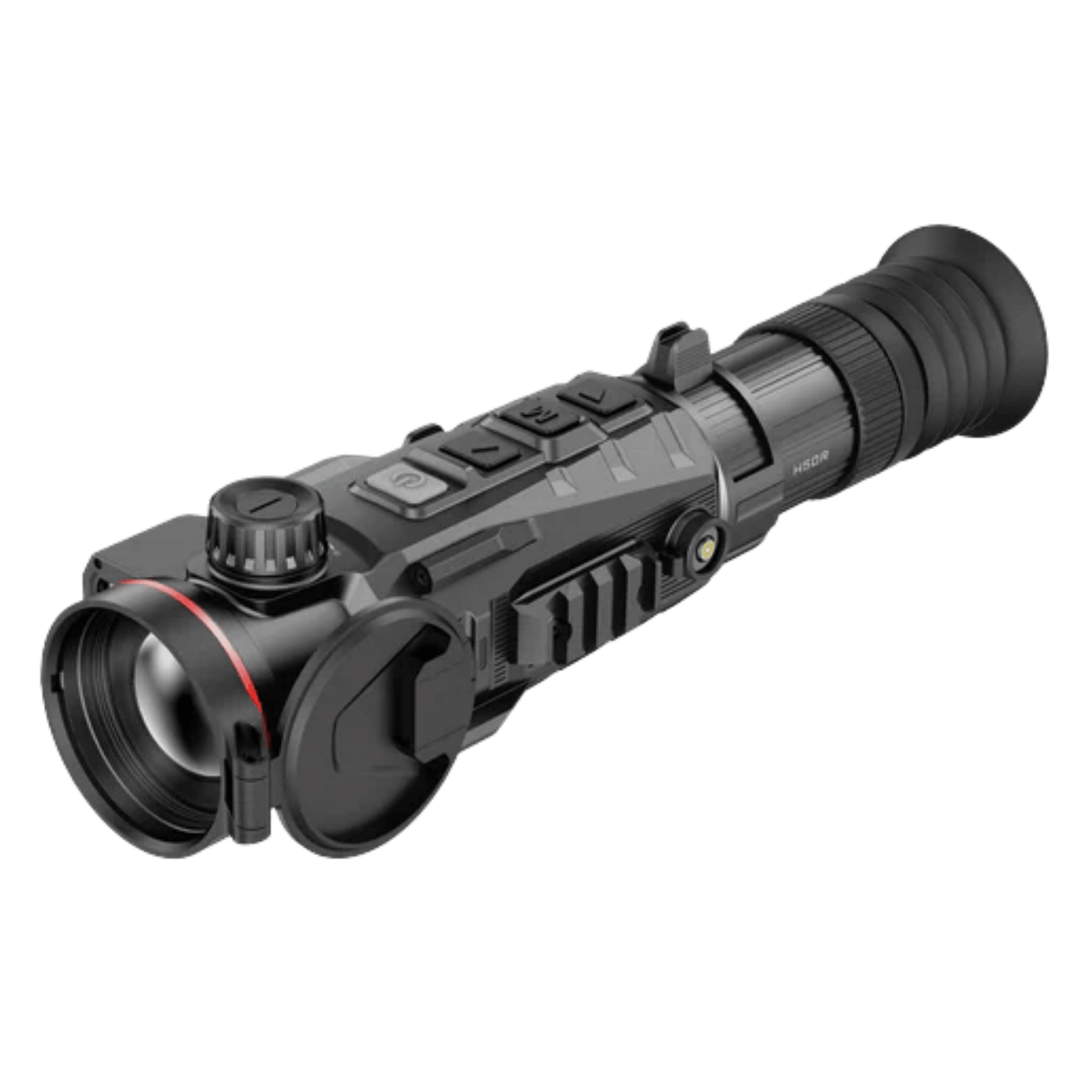Nocpix RICO 2 H50R thermal riflescope front-left angle, showing the rugged housing and 50mm objective lens