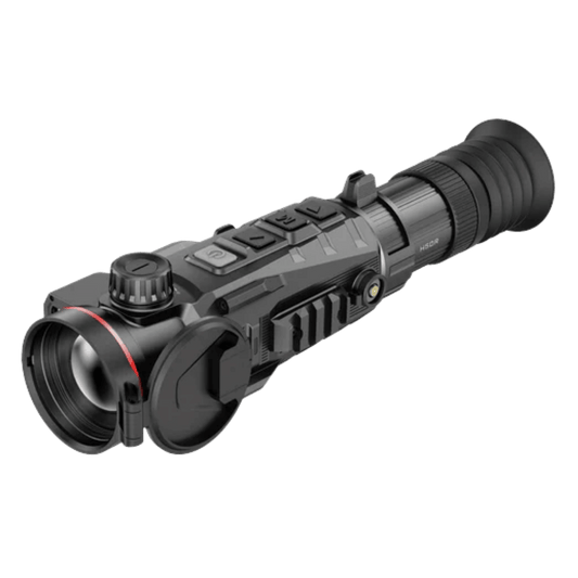 Nocpix RICO 2 H50R thermal riflescope front-left angle, showing the rugged housing and 50mm objective lens