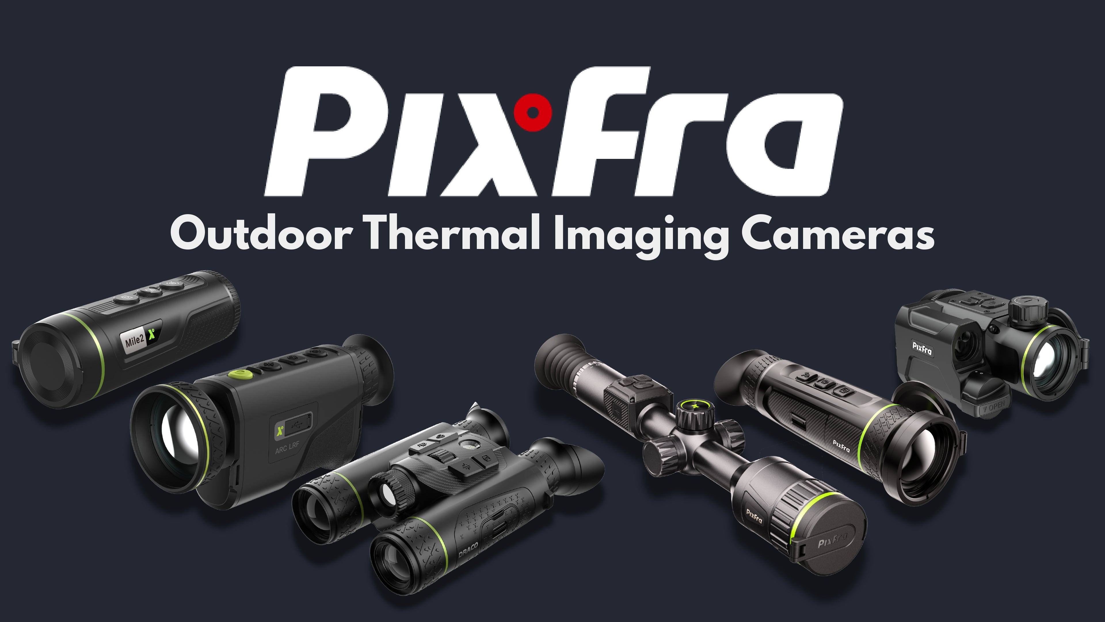 Pixfra outdoor thermal imaging cameras on a dark background - Cape Thermal Pixfra collection page | rated South Africas #1 Thermal retailer