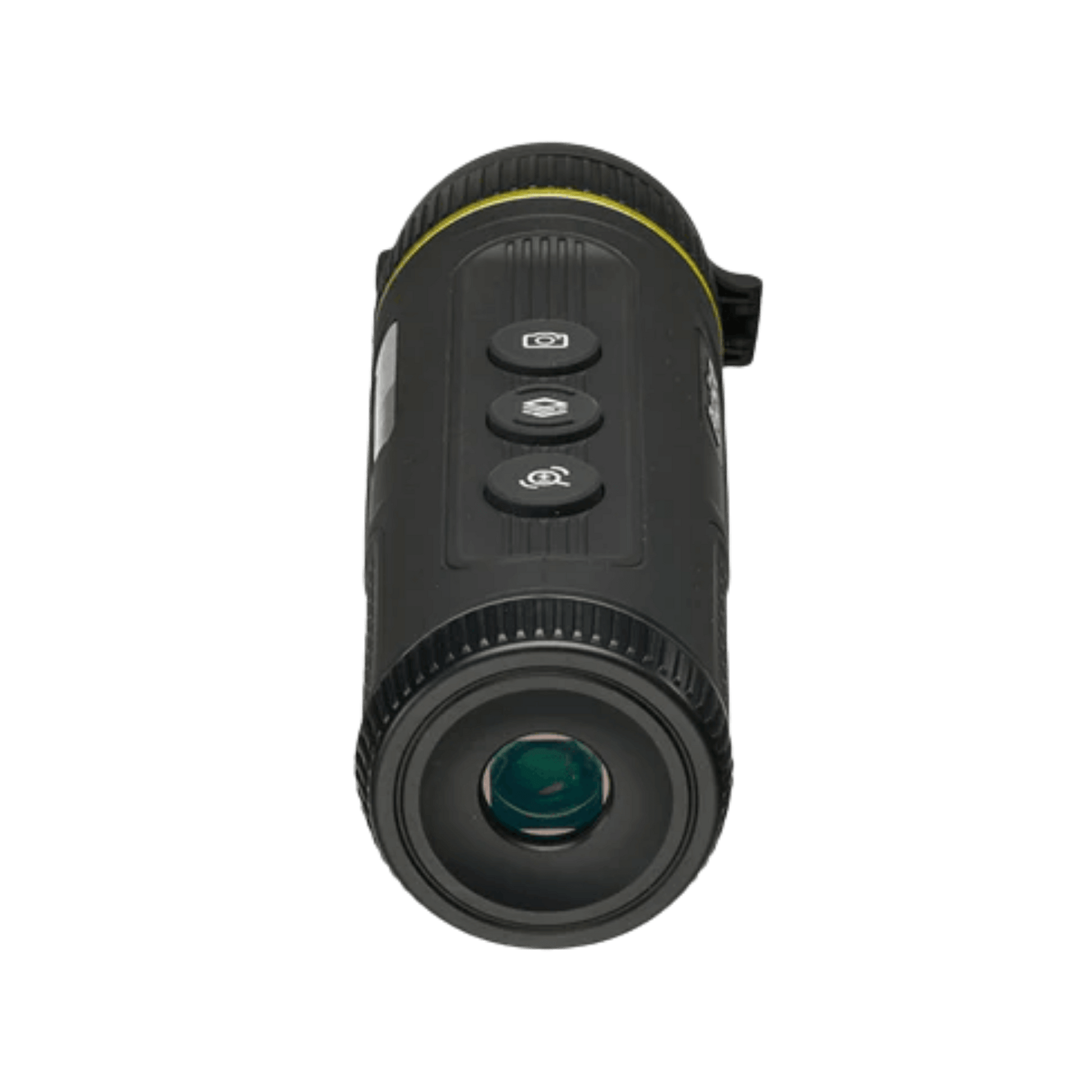 Pixfra Mile 2 M425 complete rear view focusing on the rubberised eye cup and the 0.32-inch OLED display interface.