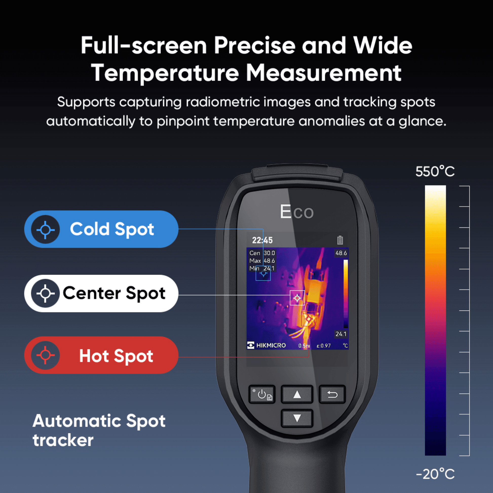 HikMicro Eco Handheld Thermal Imager Full screen precise temperature measurement