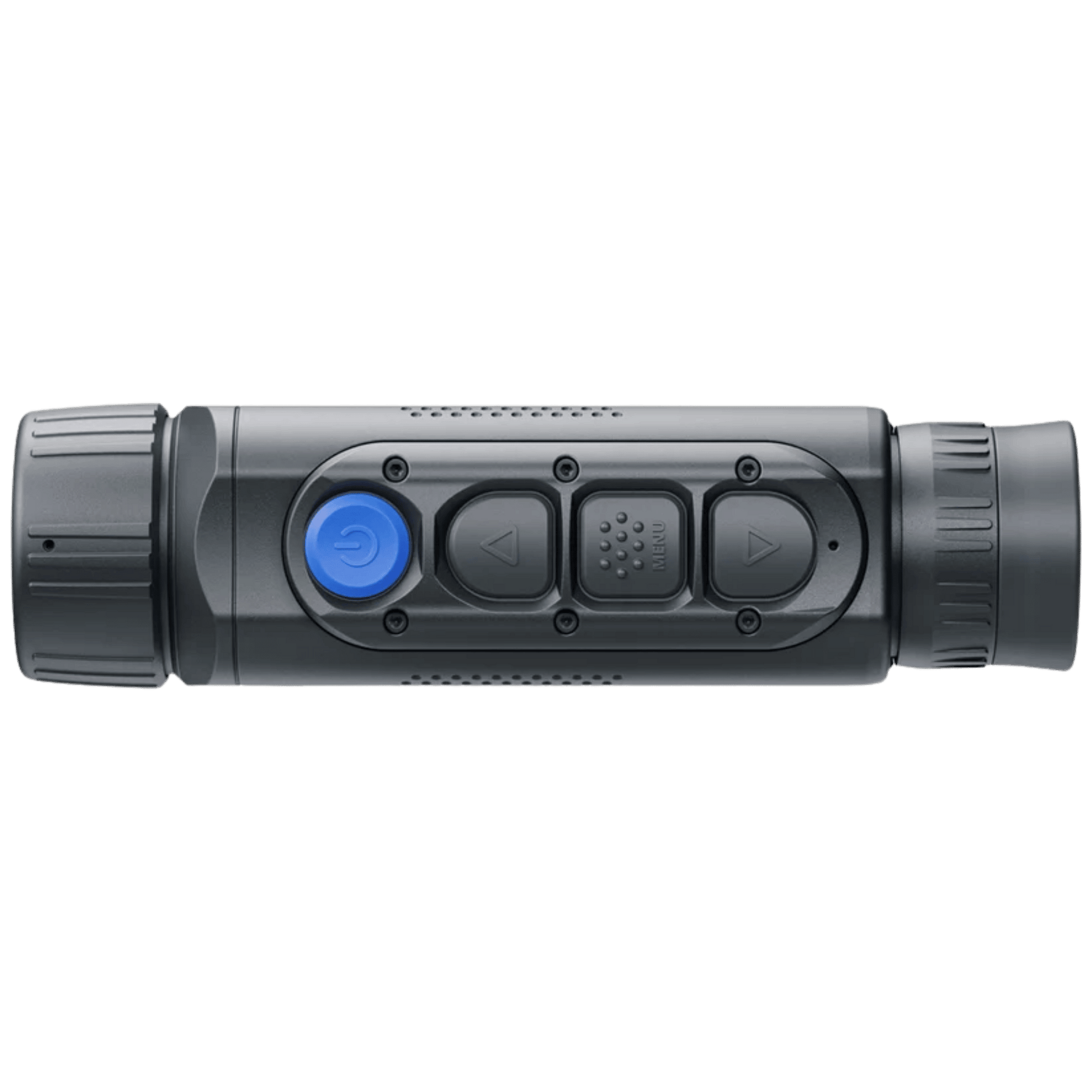Elevated right-side top view of the Pulsar Axion Compact XG30 showing the top control button layout 