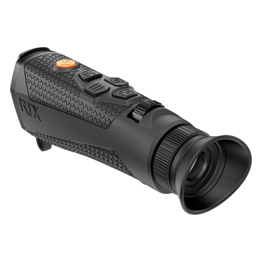 RIX Titan T3 Thermal Monocular rear view highlighting the large rubber eye cup and 23mm extended eye relief for comfortable viewing with glasses.