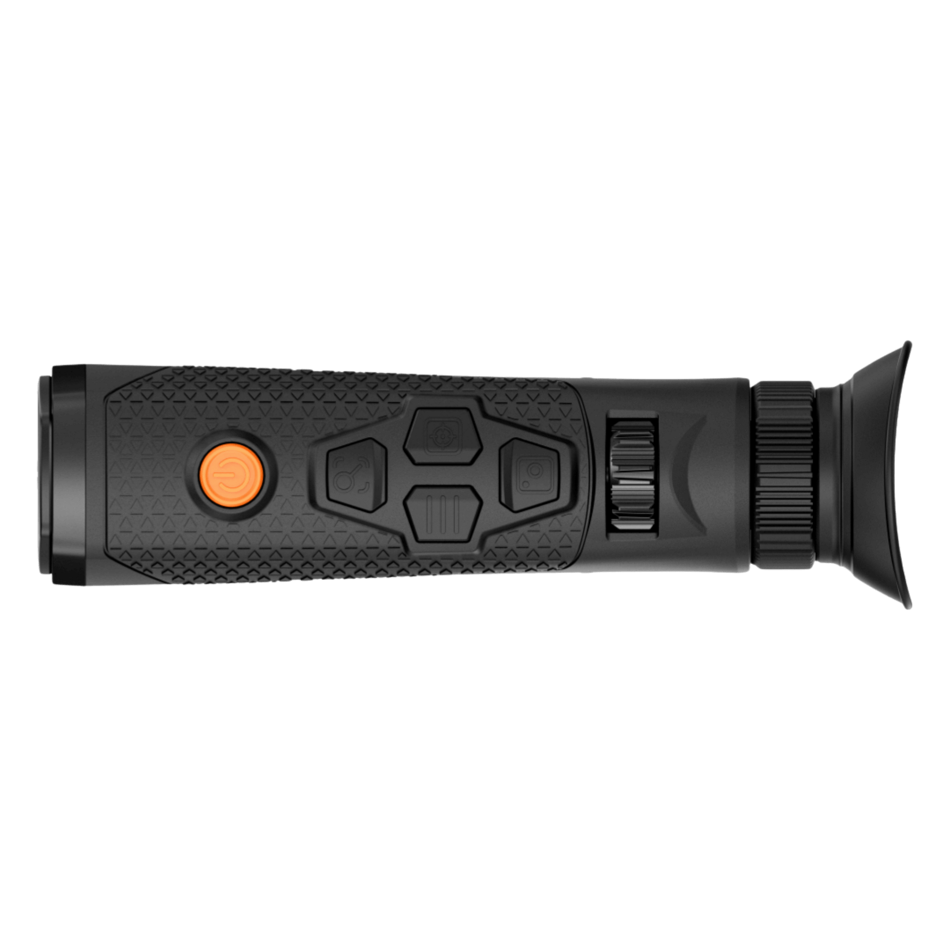 RIX Titan T3 Thermal Monocular top-down view displaying the tactile control buttons and the signature orange power button.