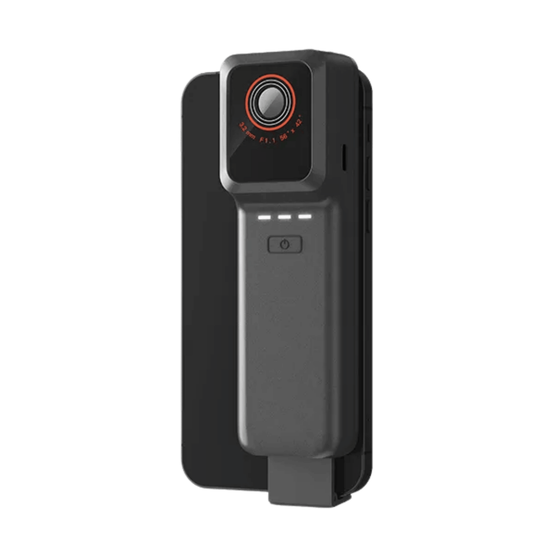 Raythink IX2 AIR SE wireless thermal camera for smartphone integration, compact 256x192 industrial thermal imager with built-in battery and adjustable phone clip.
