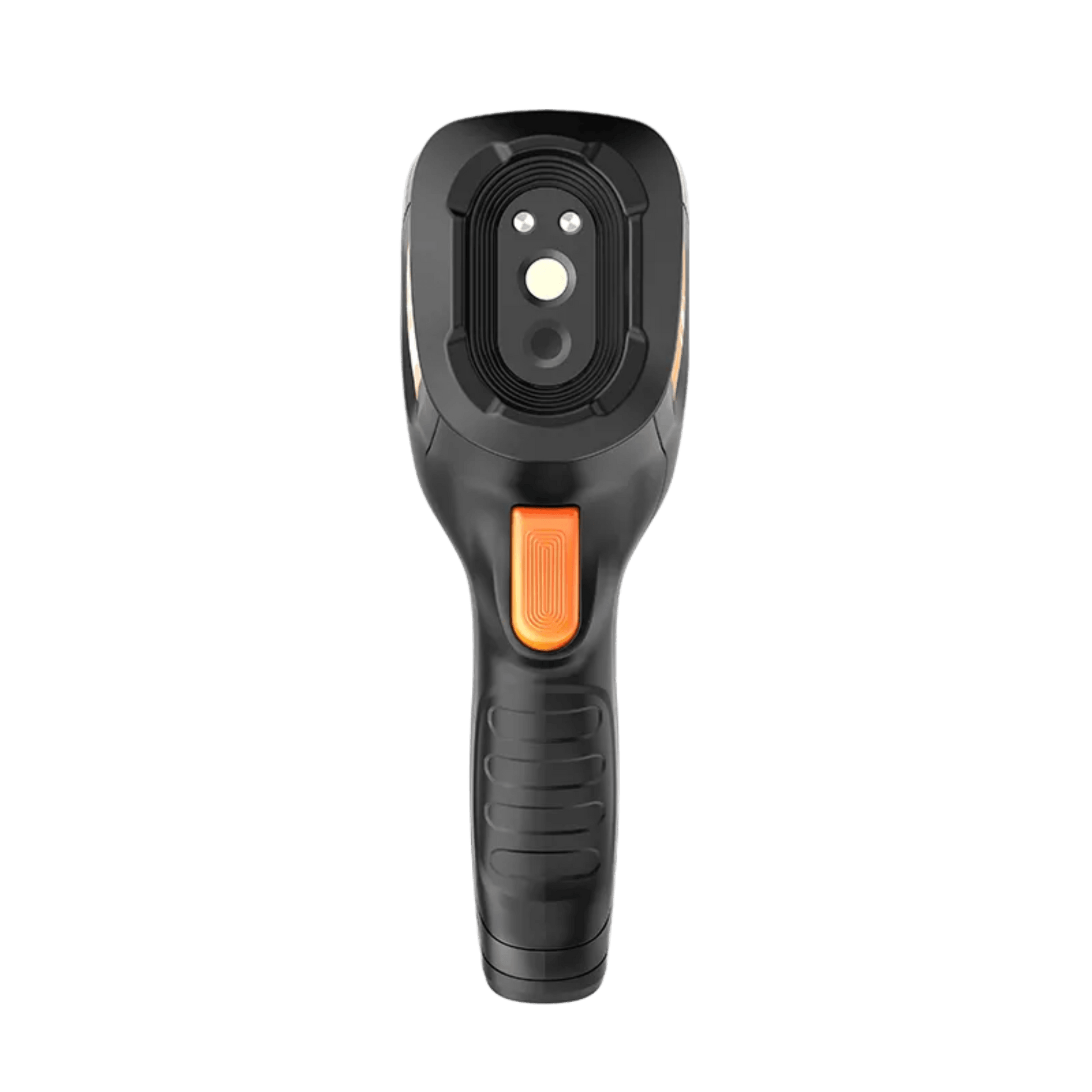 Raythink CX200: Facing front, direct view of the dual-spectrum lens system for thermal and visible light imaging.