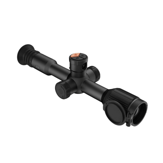 Rix glint G3 thermal scope facinf forwards showcasing large 35mm lens with cap with top turret menu buttons 