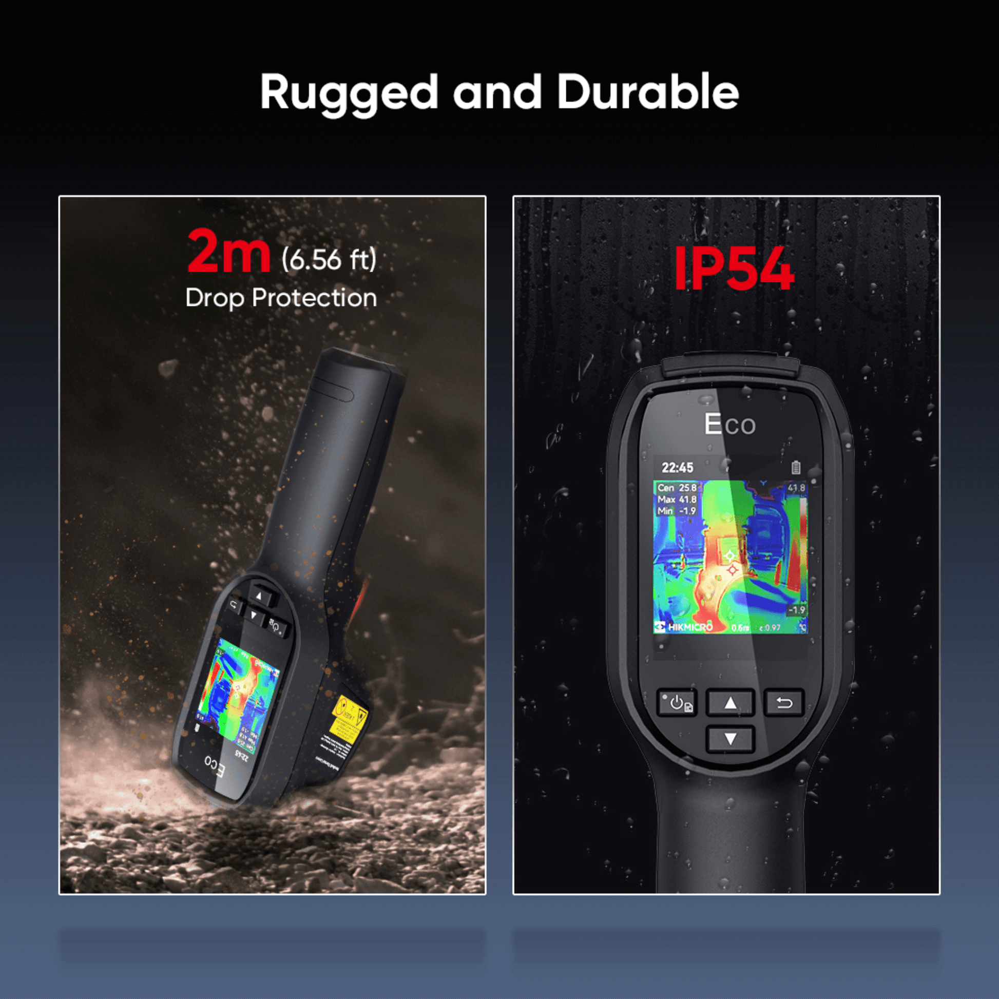 the Bi-Spectrum HikMicro Eco-V Handheld Thermal Imager  is both rugged and durable 