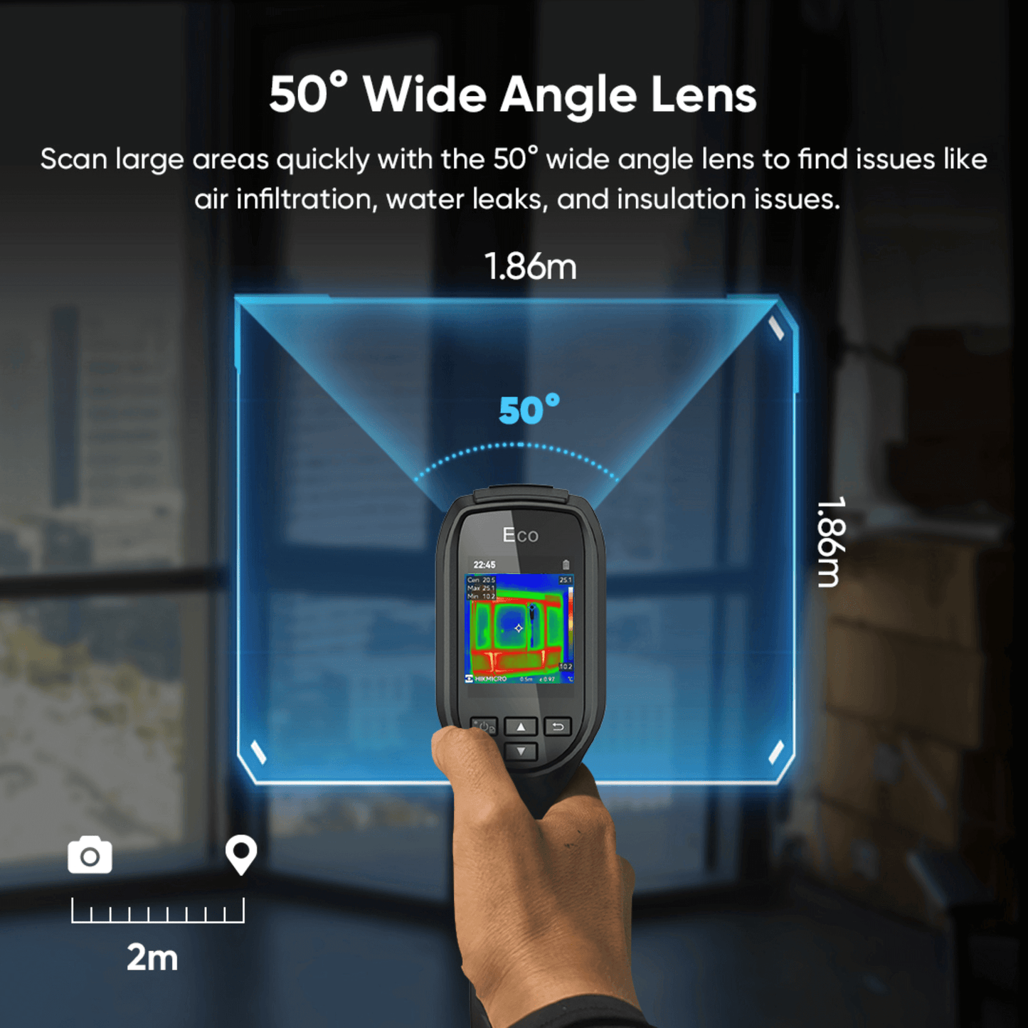 Scan larger areas quickly with the Bi-Spectrum HikMicro Eco-V Handheld Thermal Imager 