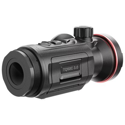Rear view of the HIKMICRO Thunder TQ50C 3.0 thermal imaging clip-on scope, displaying the mounting threads and the rear lens element.