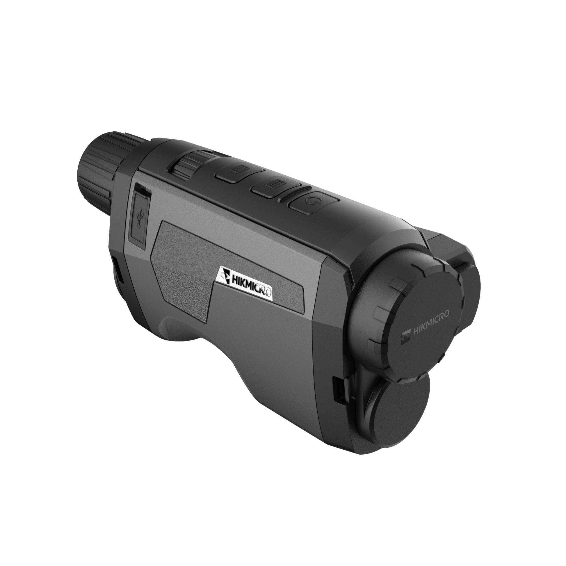 Cape Thermal imaging monocular for sale - HikMicro Gryphon GH25L Handheld thermal monocular front right view with lens cap fitted