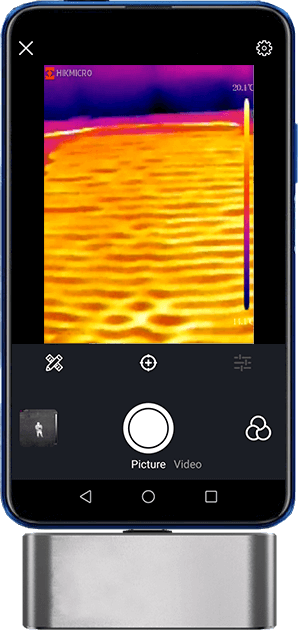 Cell phone infrared view of the HikMicro Mini USB C Smartphone Thermal Camera - Cape Thermal