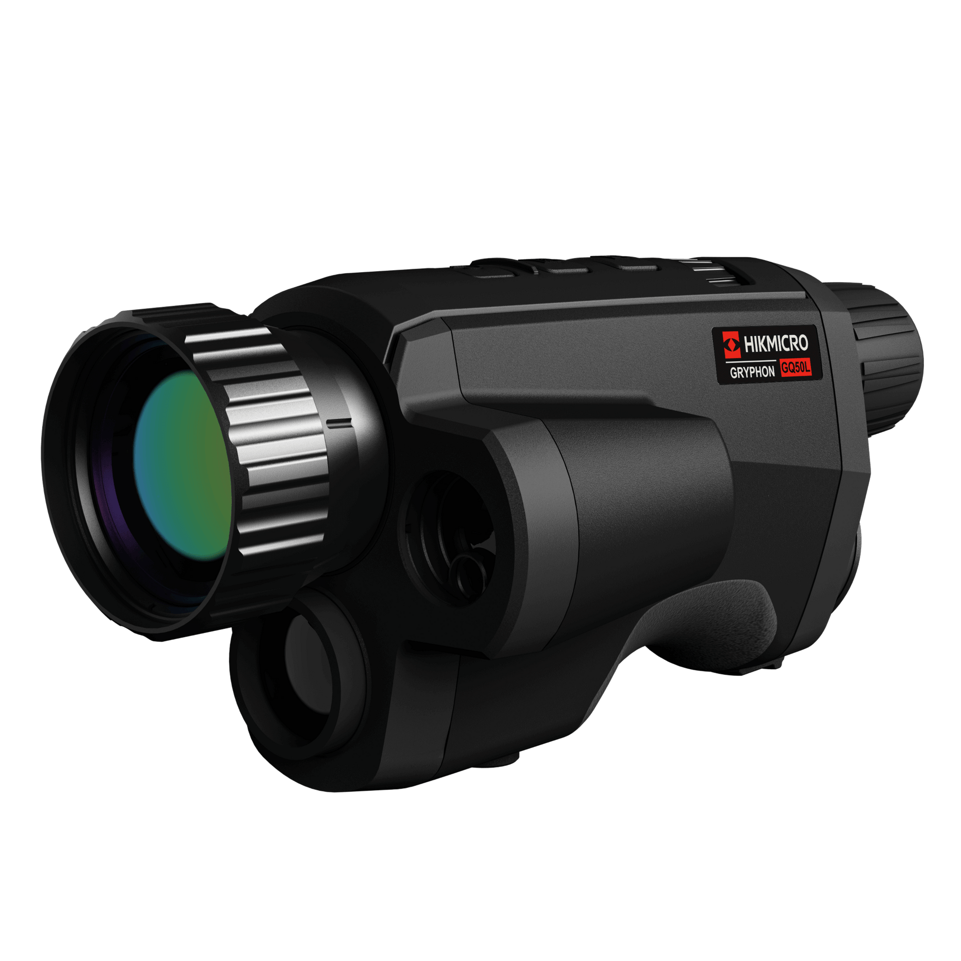Cape Thermal imaging monocular for sale - HikMicro Gryphon GQ50L Handheld thermal monocular front left view with laser range finder