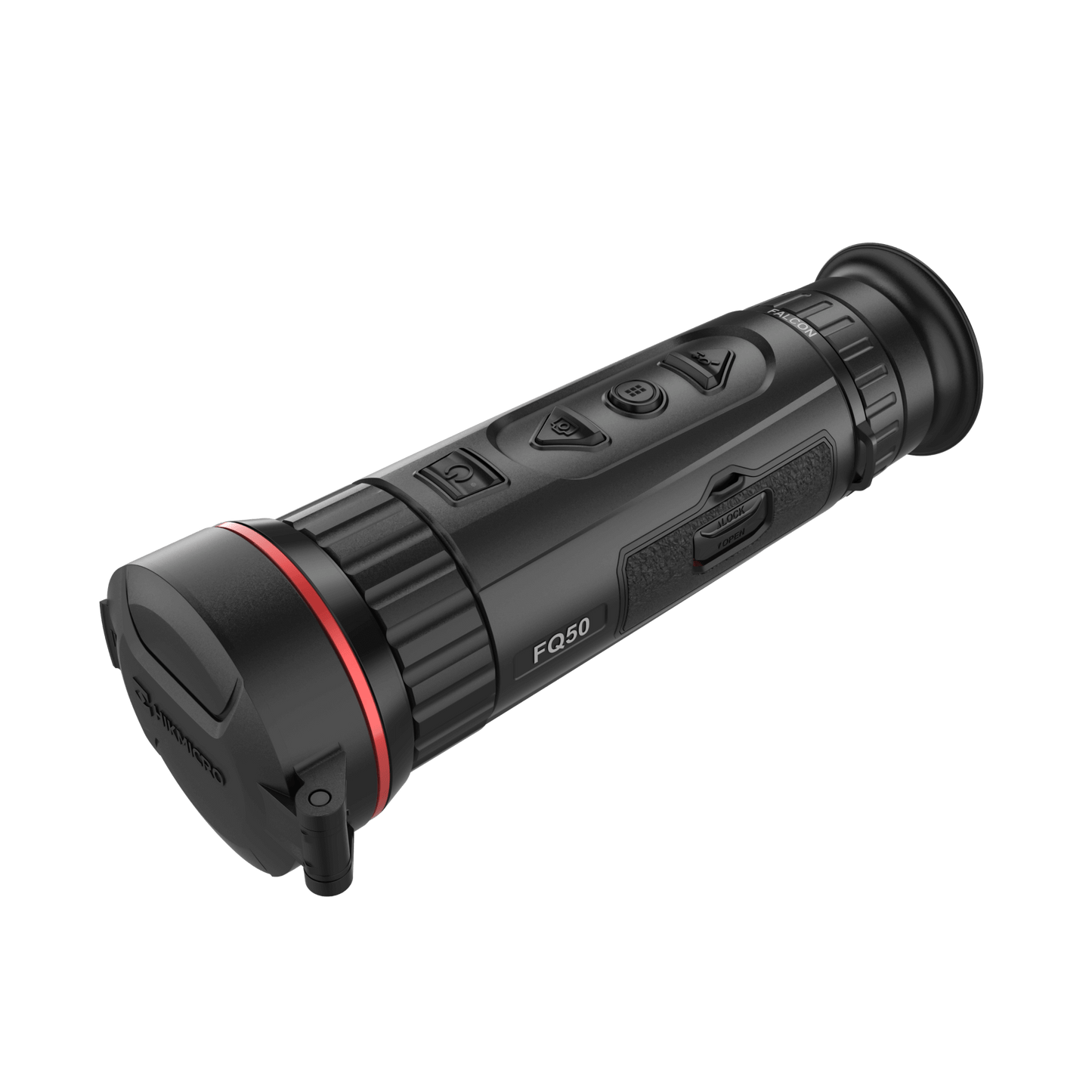 HikMicro Thermal Imaging Monocular for Sale - HikMicro Falcon Series FQ50 - HM-TS46-35XG_W-FQ50 -  Front Left View from Top