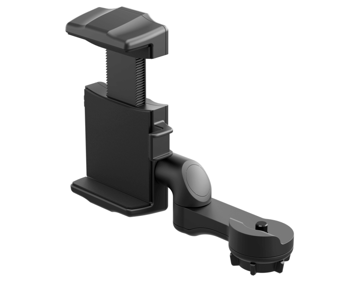 Pulsar Helion Flip-up Phone Mount for single handed smartphone streaming from Pulsar Helion thermal imaging monoculars from Cape Thermal smartphone clamp view